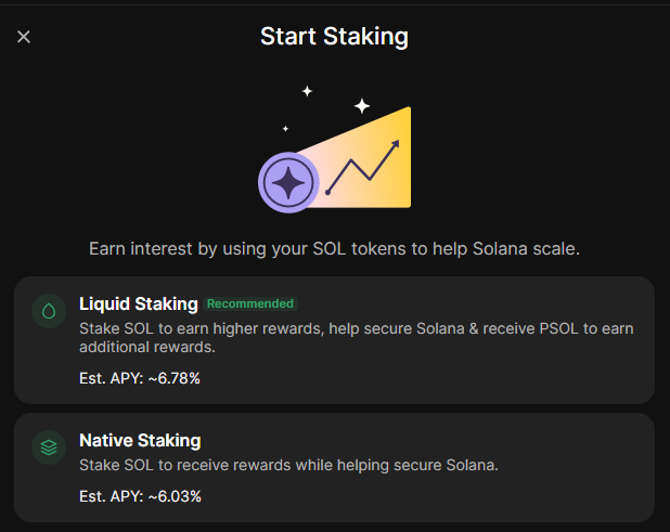 Choose staking type